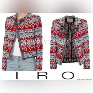 IRO Women's Red and Black Patterned Jacket, S